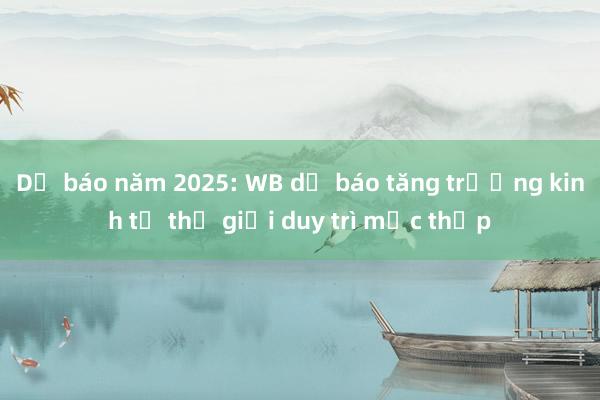 Dự báo năm 2025: WB dự báo tăng trưởng kinh tế thế giới duy trì mức thấp