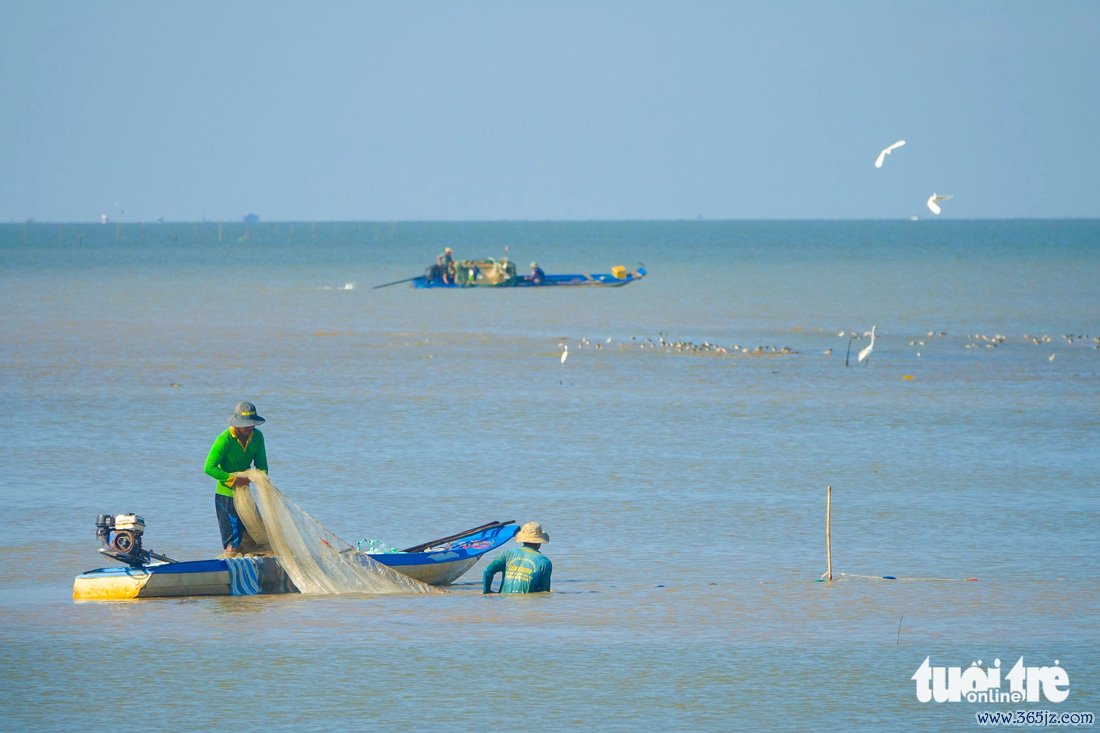 Săn cá, tép vùng biển bồi Kiên Giang để đón Tết - Ảnh 6.